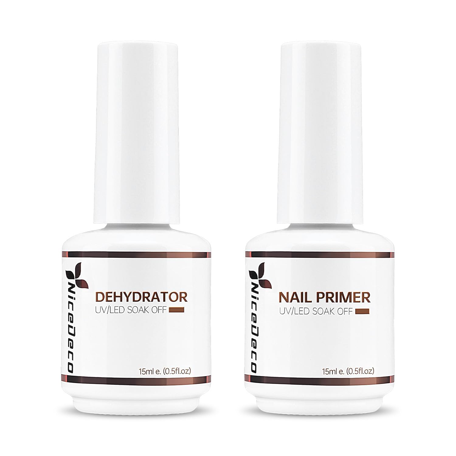 Nicedeco Nail Primer and Dehydrator Set, 2x15ML Nail Prep Dehydrator and Bond Primer Fast Air Dry Superior Natural Bonding Primer Gel Nail Polish for Nail Supplies Set, Long-lasting