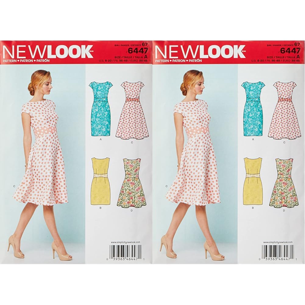 New Look Sewing Pattern 6447A Misses' Dresses, Paper, White, 22 x 15 x 1 cm (Pack of 2)