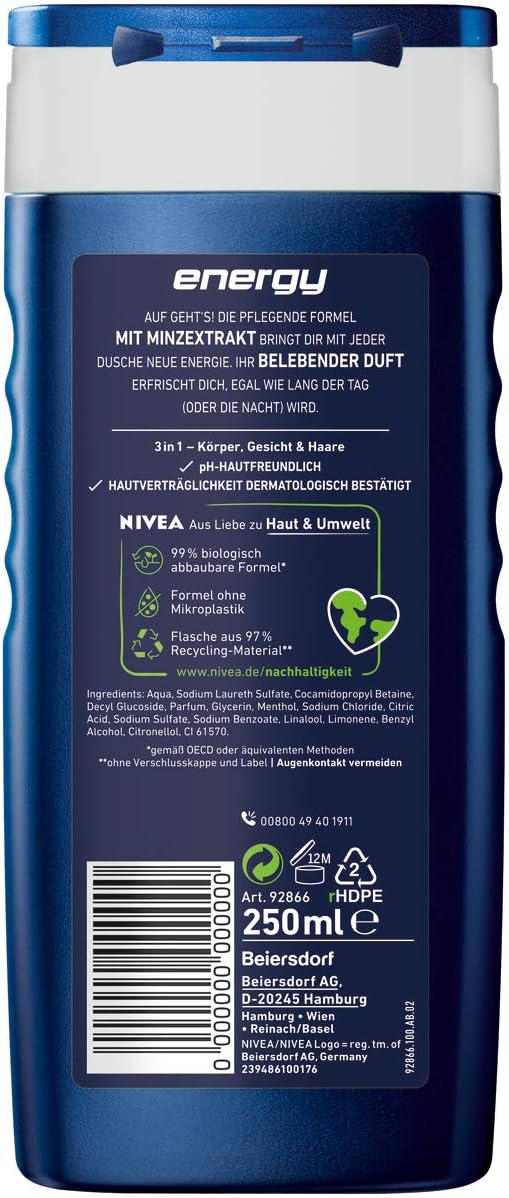 Nivea Men Energy Shower Gel, 250 ml - Image 3