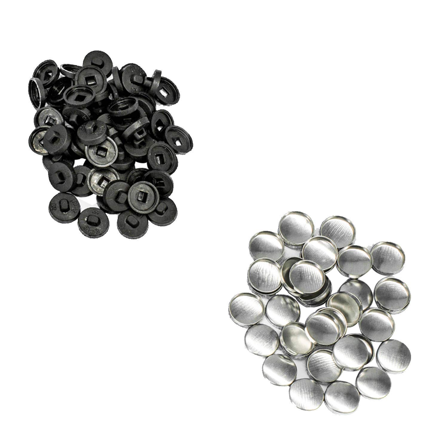 Trimming Shop 11mm Aluminium Blank Cover Buttons with Plastic Shank Backs Self Cover Tack Buttons for Sewing, DIY Projects, Repairing, Black, 100pcs