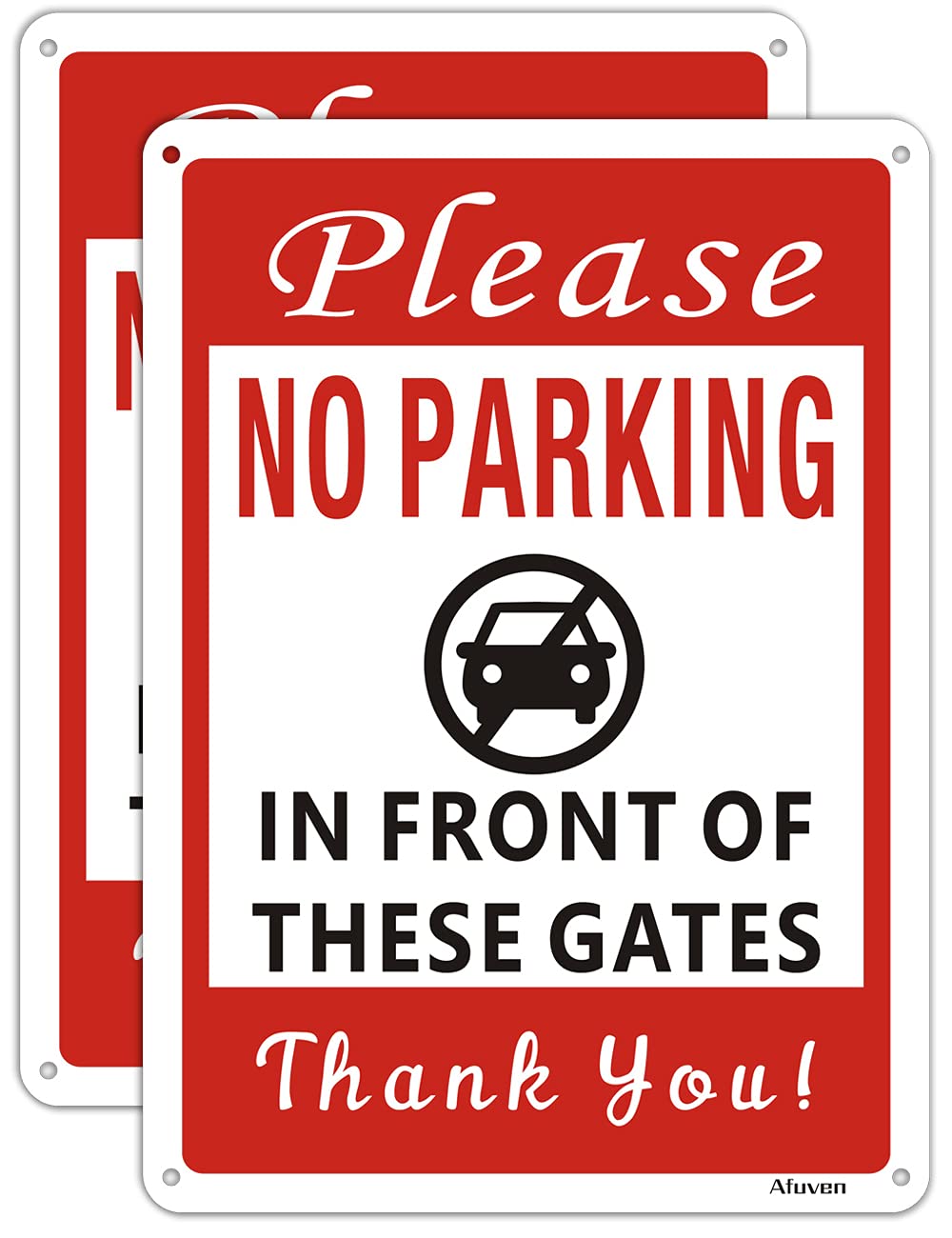 Please No Parking In Front of These Gate Signs Metal Reflective 25 x18cm No Parking Sign Outdoor Gate Rust Free Aluminum UV Printed Easy Mounting Use Waterproof Durable 2 Pack