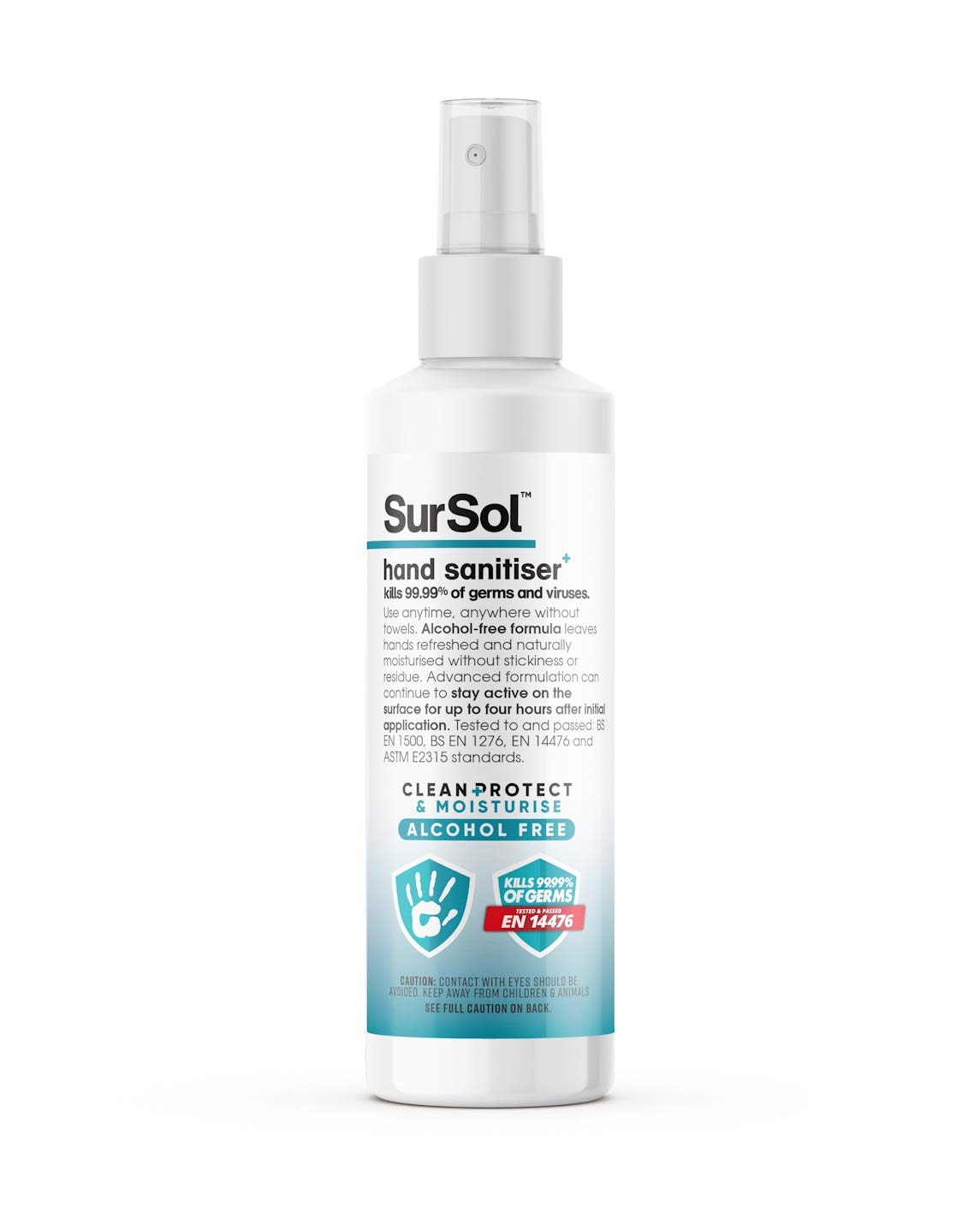 SurSol Alcohol-Free Hand Sanitiser Spray CLEAN+PROTECT it Kills 99.99% Bacteria Germs 250ml