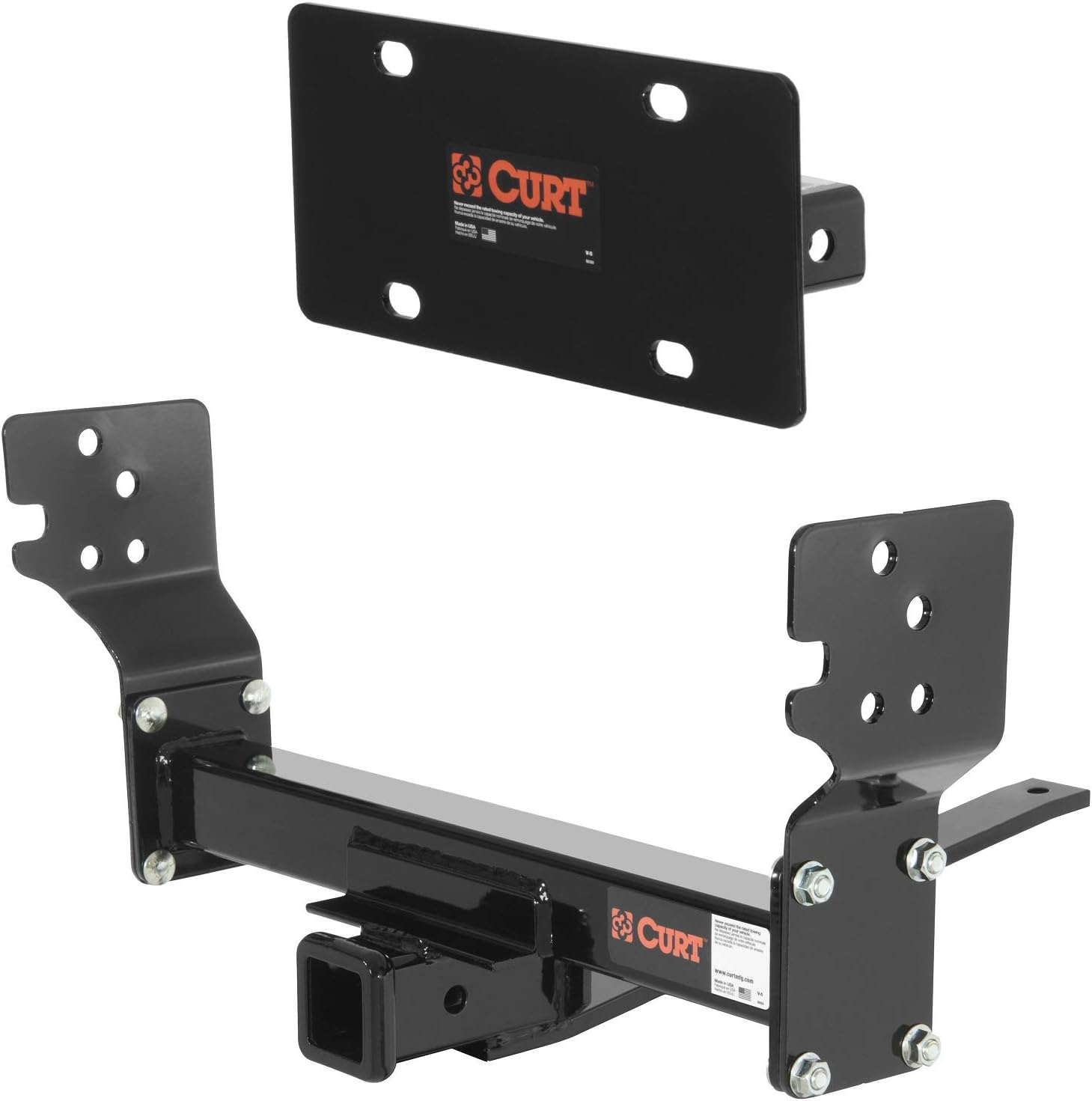 Curt Front Mount Hitch and 2 Inch Receiver License Plate