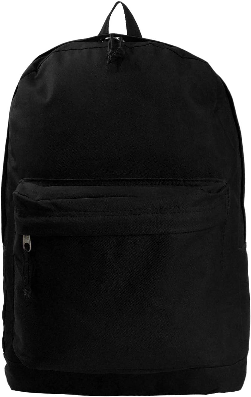 K-CliffsBulk Classic Backpack 18 inch Basic Bookbag Case Lot 36pc Simple School Bag Black