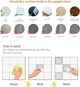 WALPLUS Grey Stick On Tiles 15x15 cm Kitchen Backsplash 24 Pack Peel & Stick view 7