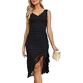 NWFZCCP Women's Cocktail Dress Sexy Mesh Mini Ruffled Hem Sleeveless Fitted Dress for Business Gatherings and Parties