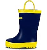 LONECONE Rain Boots with Easy-On Handles in Fun Patterns & Solid Colors for Toddlers and Kids