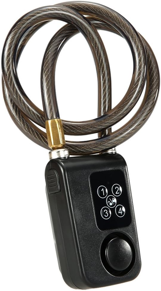 ANTUSI Password Keyless Lock Wire Rope Smart Electronic Anti Theft Alarm ，110dB Alarm Bicycle Waterproof Lock/Motorcycle/Gate Lock (Black)