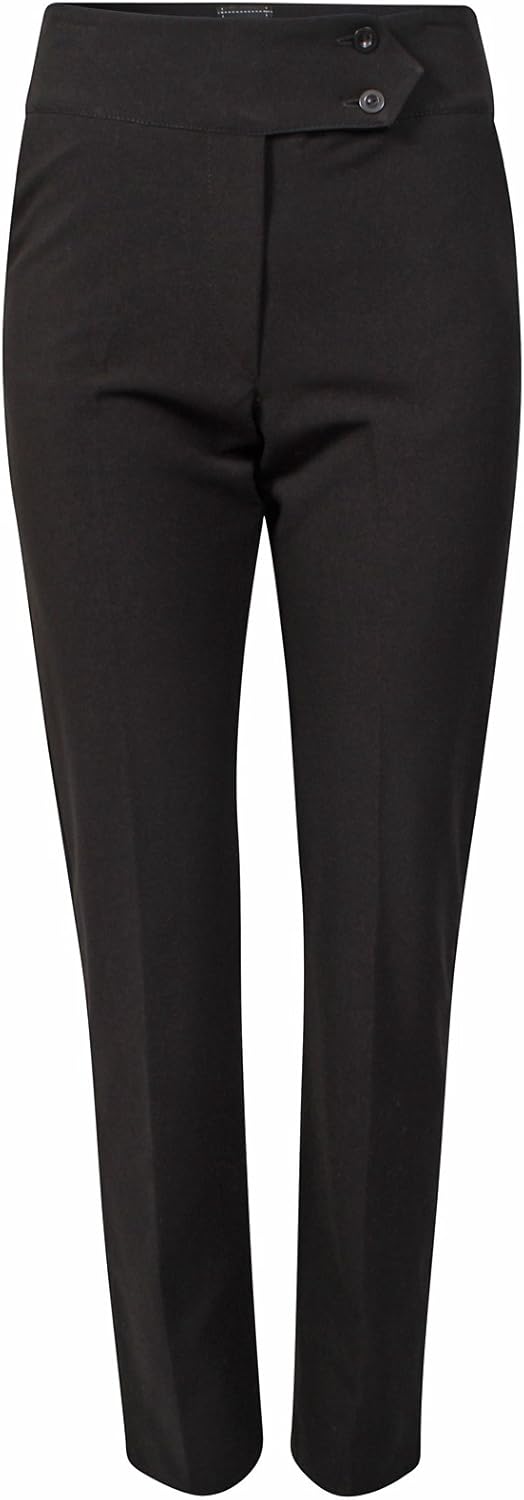 Reverse Womens Girls Smart Black Work Office Trousers Straight Leg HIGH