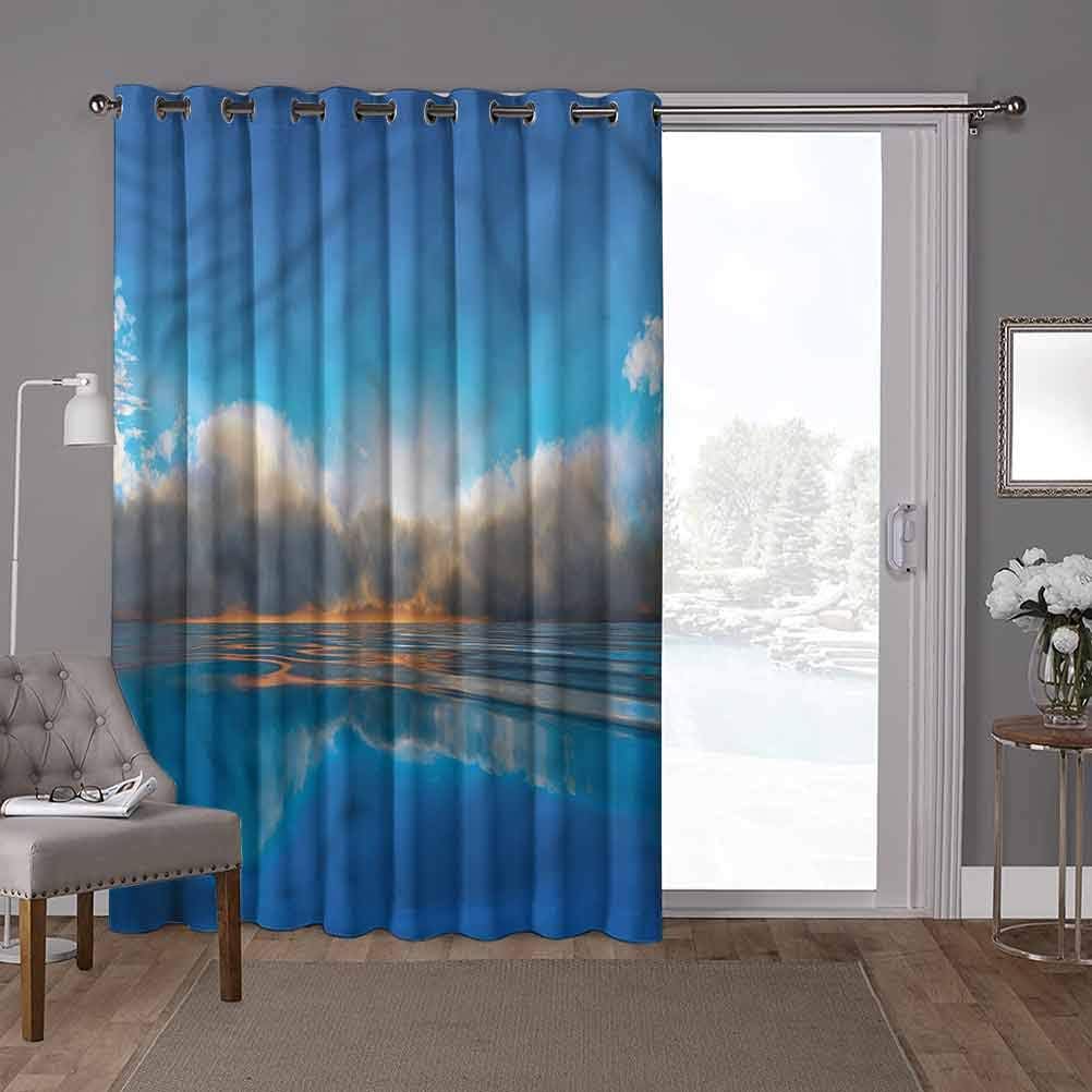 YUAZHOQI Cortina térmica opaca para puerta de patio, océano, costa al