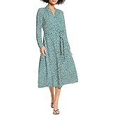 NIC+ZOE Womens Shadow Dot Olivia Dress, Green, XS