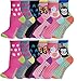 12 Pairs Pack Kids Girls Colorful Creative Fun Novelty Design Crew Socks