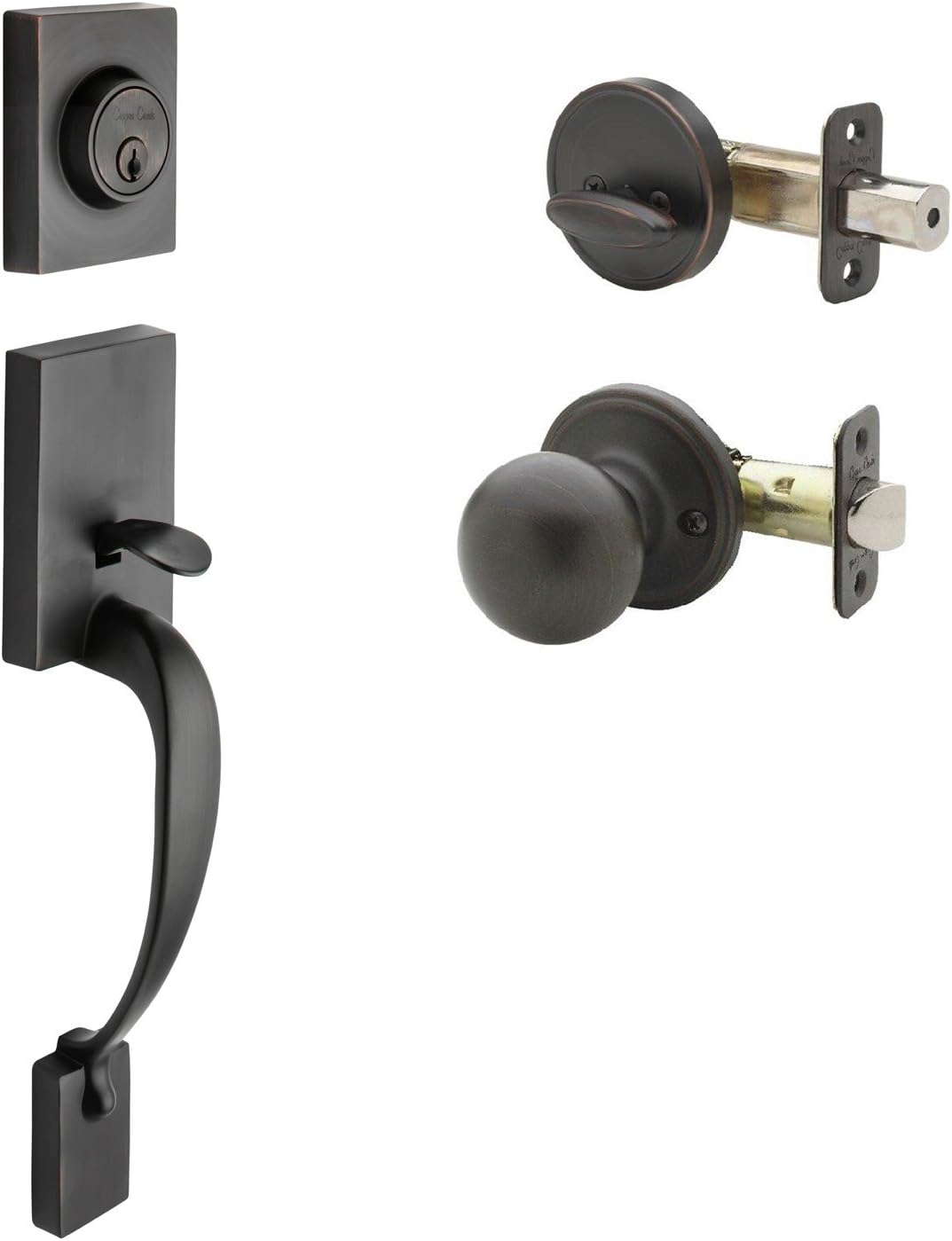 Copper Creek FZ2610XBK-TB Craftsman Style Front Door Handle Lever Trim, Tuscan Bronze