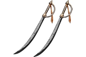 quescu 2pcs Pirate Sword Toys,26.7" Pirate Costume Set,Plastic Toy Sword for Party Dress-Up,Halloween Costume Accessorie Brow