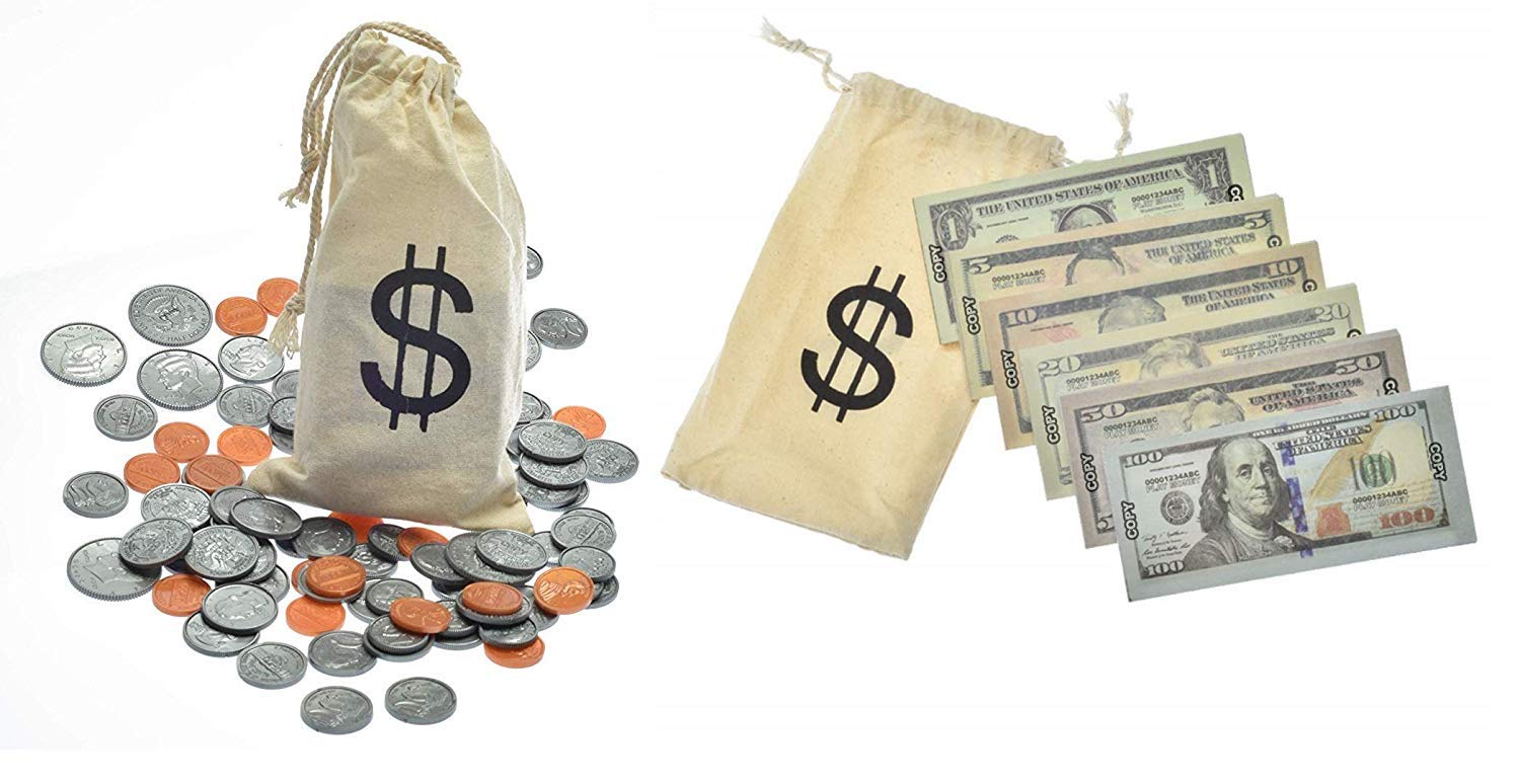 To set in money. Денежный сете. toy money. один рю деньги. play money.