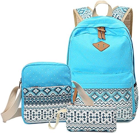Backpack,Shoulder Bag AMCHOICE 3 Pcs Clutches Canvas Backpack, Shoulder Bag Purse Bag Set Bag-Light Blue