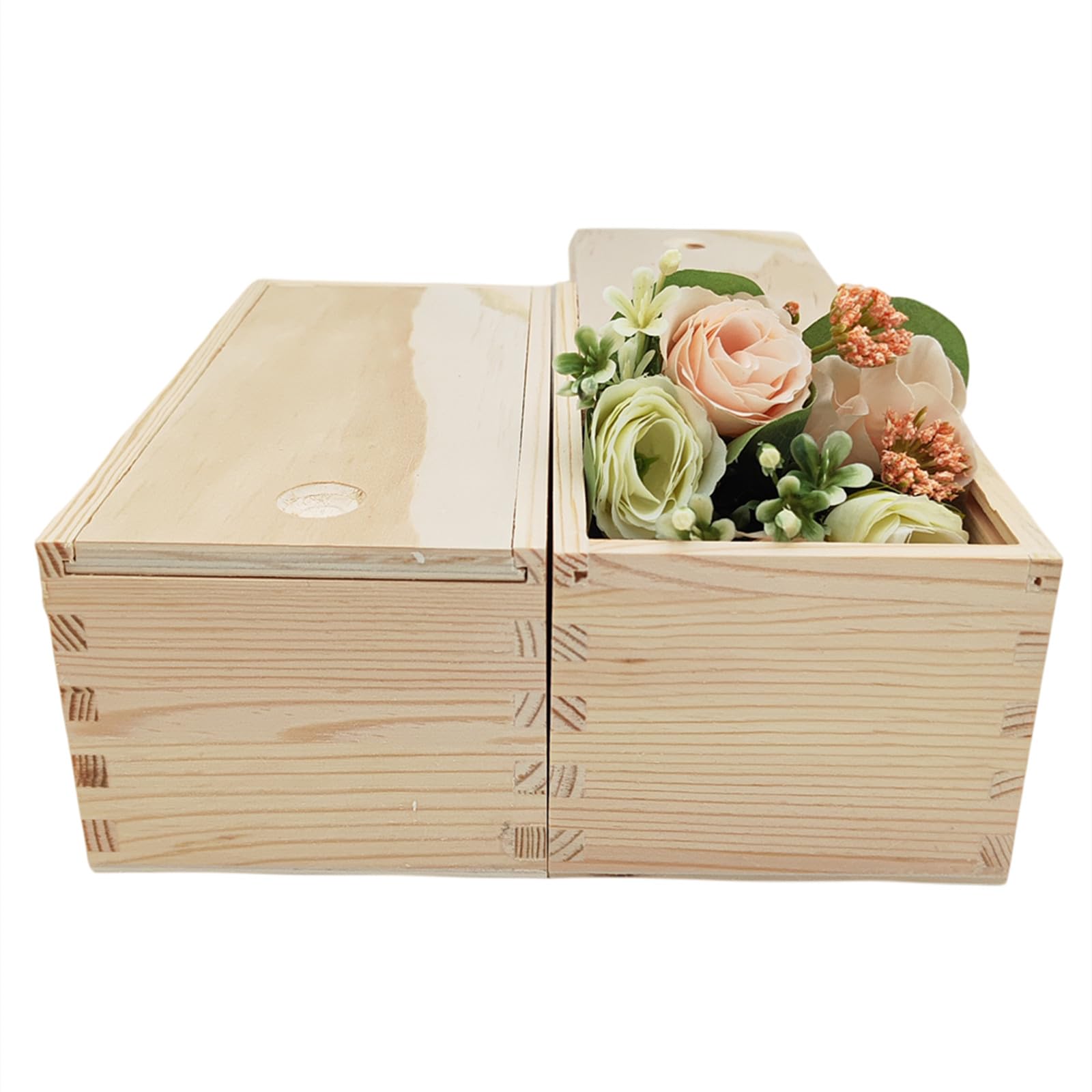 Anktily 2 Pack Unfinished Wood Storage Box with Slide Lid, Blank Natural Wood Box Case Container for Jewellery, DIY Arts & Crafts Hobbies (20x10x8cm)