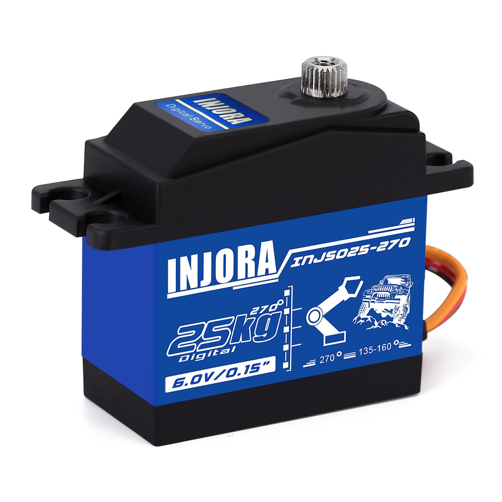 INJORA Digital Servo 25KG High Torque Servo for 1/8 1/10 1/12 RC Robots Models Truck (Control Angle 270°)