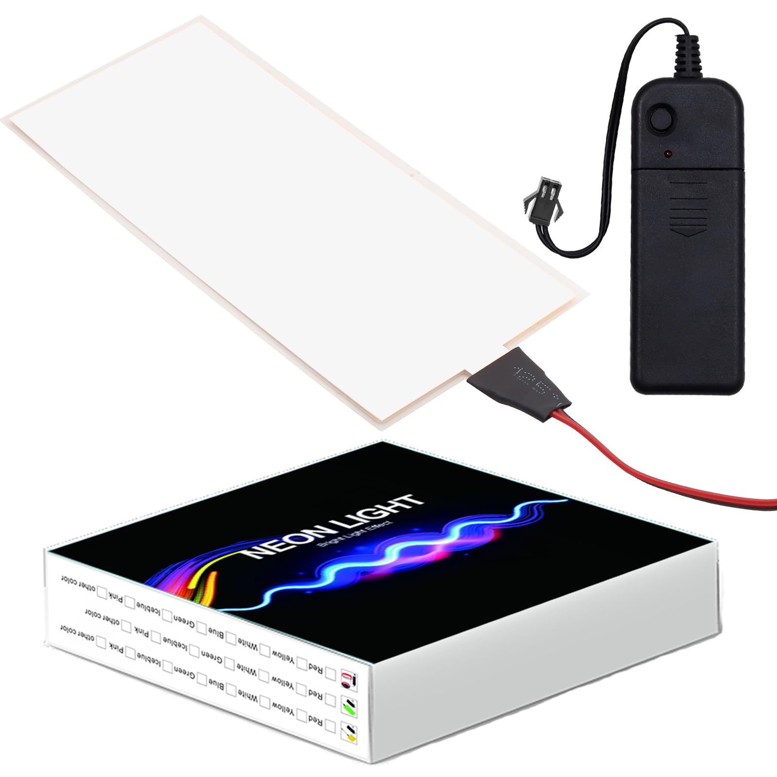 Ygmylandbb EL Panel Electroluminescent Light Sheet Backlight Decorations Light Neon Sheet 12 cm x 5 cm (4.8" x 2.0") ON/Slow Flash/Fast Flash, Iceblue, 1Pack