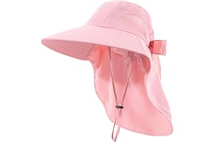 DOCVIT Womens Sun Hat UV Protection, Foldable Waterproof Wide Brim Bucket Hats with Neck Flap for Summer Beach Fishing Hiking