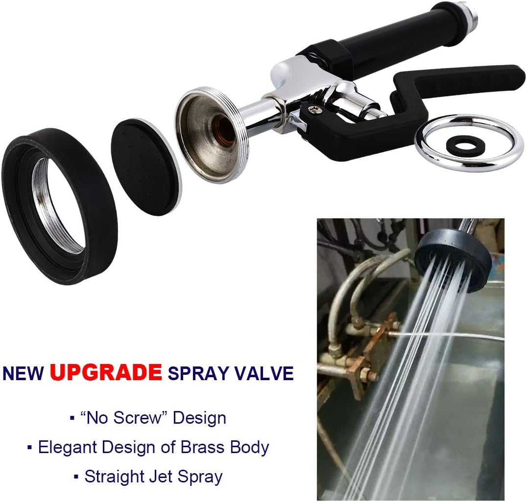 MaxSen 4-8 Inch Adjustable Center Wall Mount 25" Height Commercial Kitchen Sink Faucet Brass Mini Pre Rinse Unit With Pull Down Spray And 8 Inch Add on Spout (M6813-1P) - - 