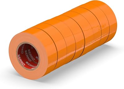 ERKO Orange Electrical Insulation Tape 8 Pack 3/4in x 66ft PVC 19mm x 20m