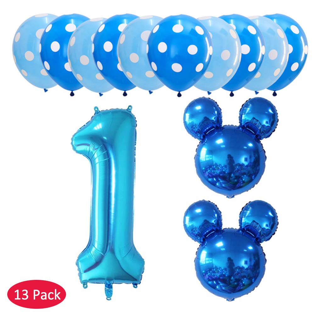 Decoracion Fiesta De Cumpleanos Fiesta De Mickey Minnie 1 Globo De Papel De Aluminio Y Globo De Latex Negro Rosa Para Happy Birthday Nina 1 Amycute 13 Pcs Globos De Cumpleanos 1