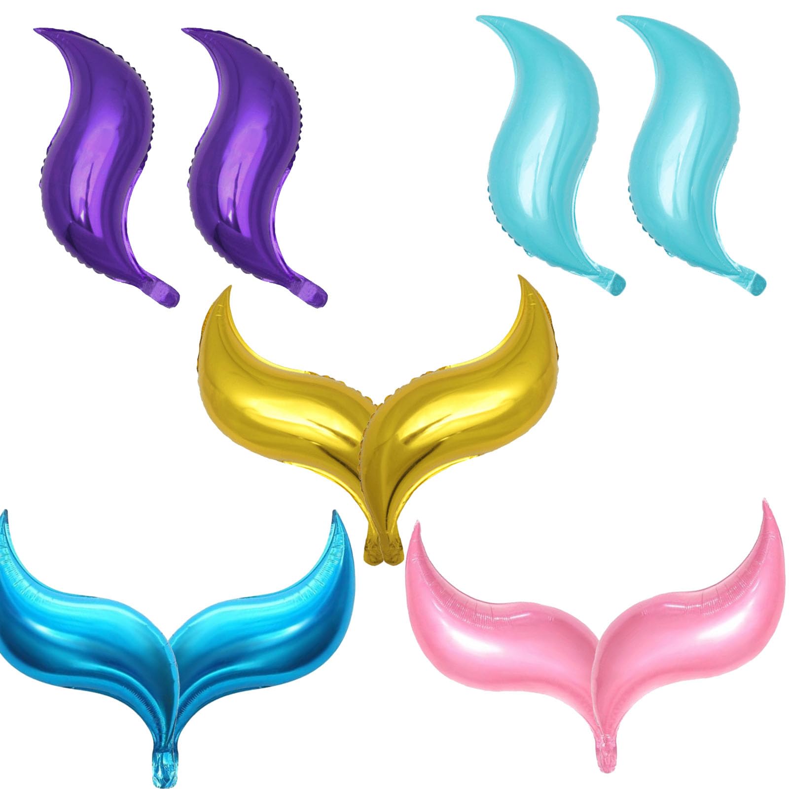 Photo 1 of 10Pcs Mermaid Tail foil Balloons 24inch Curve Mermaid Birthday Decorations for Baby Shower Birthday Wedding Summer Beach Party Decoratio
