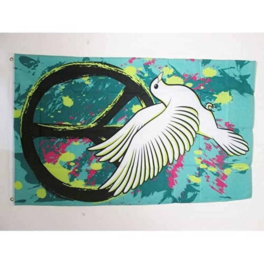 AZ FLAG - Peace And Love Graffiti Flag - 3x5 Ft - 100D Polyester Peace Tag Banner with Two Metal Grommets - Fade Resistant - Vivid Colors - 3' x 5' Feet - 150x90 Cm — image 1
