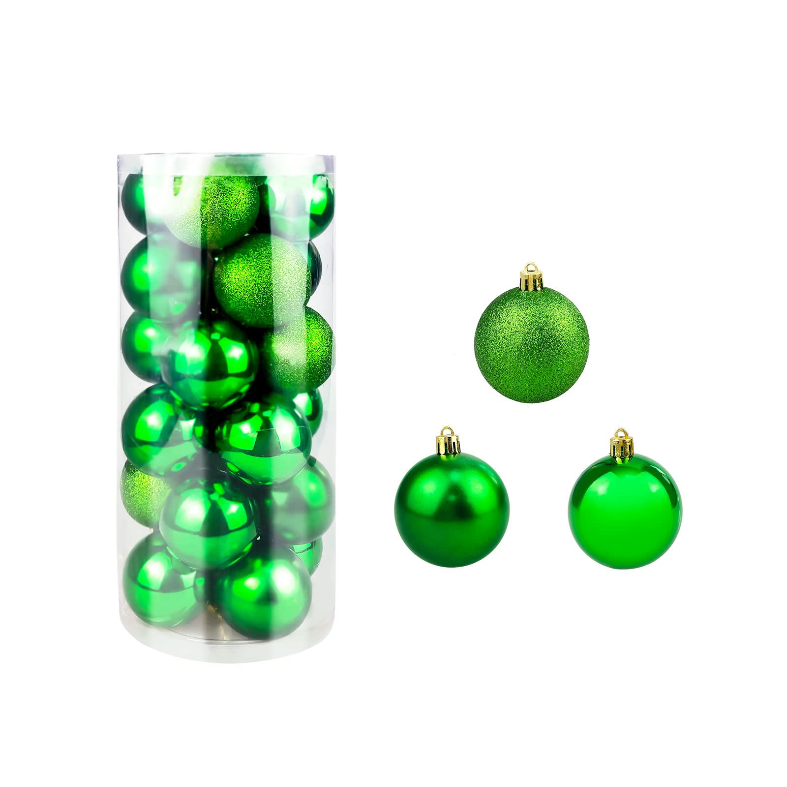 Dayoly Pack of 24 Christmas Tree Baubles Shatterproof Baubles Ornaments for Christmas Season, Parties, Dark Green, 4cm