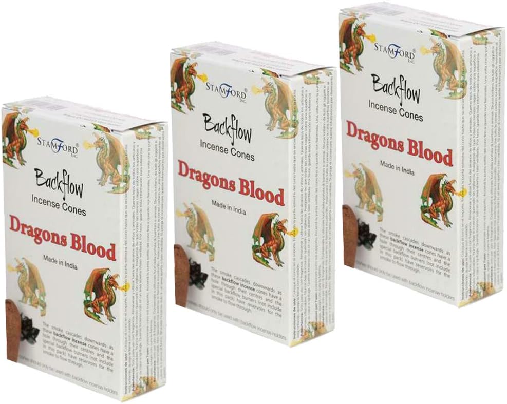 Stamford Dragons Blood Backflow Incense Cones Home Fragrance Back Flow Cone - 3 Pack