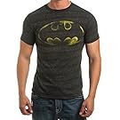 Batman Logo Adult Mens Soft Cotton/Poly Short Sleeve Tee Shirt, Charcoal, Large