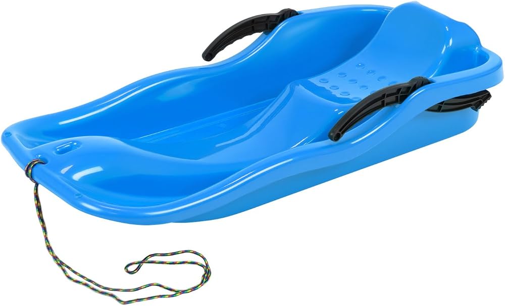 Prosperplast Blue Race Sledge Snow Glitter with Rope Steering Brakes
