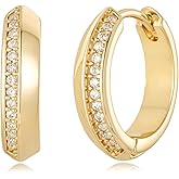 MYEARS Women Gold Earrings Huggie Hoop Cubic Zirconia 14K Gold Plated Small Simple Hypoallergenic Everyday Jewelry