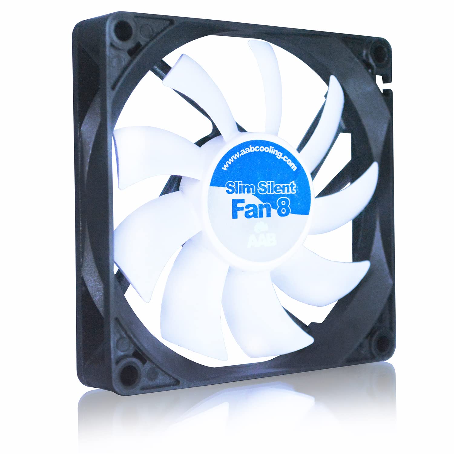AABCOOLING SLIM Silent 80mm Fan - Silent and Efficient Low Profile with 4 Anti-vibration Pads, 13.9 dB(A), 16.1 CFM, 1600 RPM