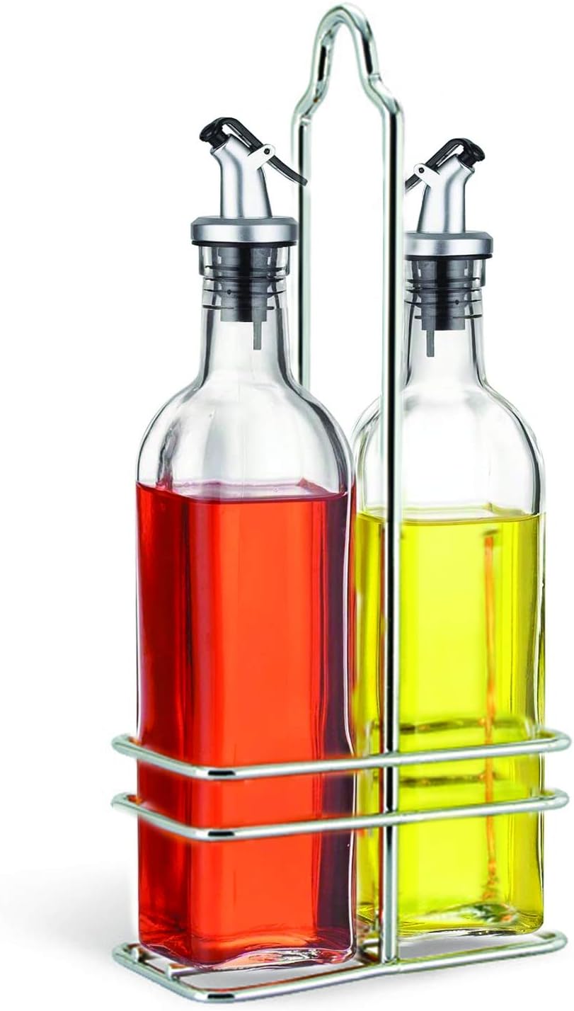 Cuisinox Oil and Vinegar Cruet Set with Caddy, Silver: Kitchen & Dining