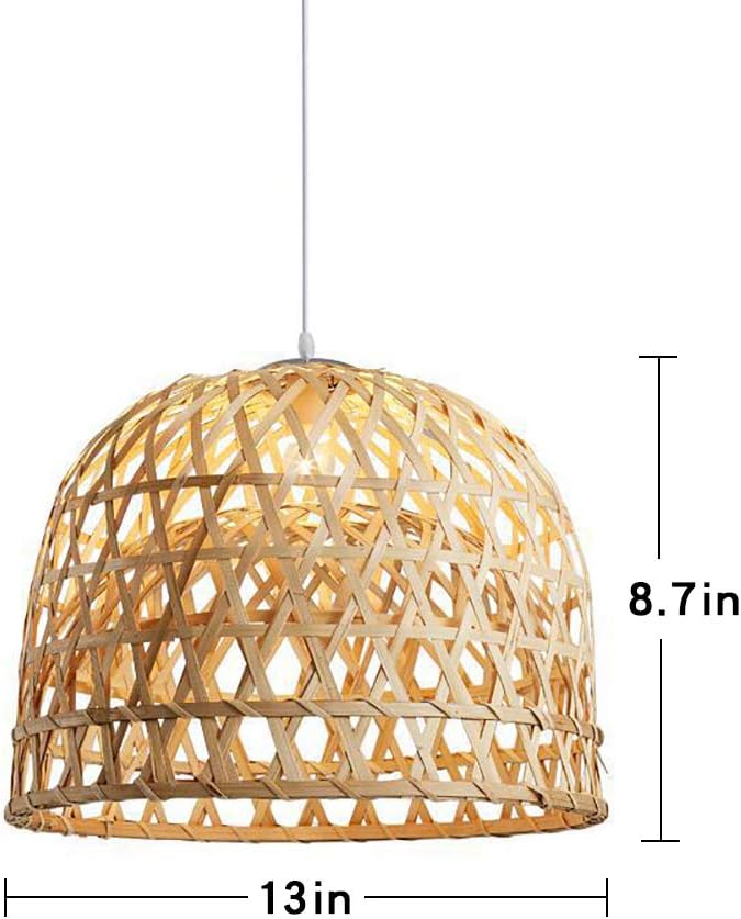 Berlato Pendant Light Hand-Woven from Bamboo Pendant lamp Adjustable Height Creative Design Lampshade Personalized Hanging lamp Rattan Chandelier Pendant for Dining Room Bedroom - - 