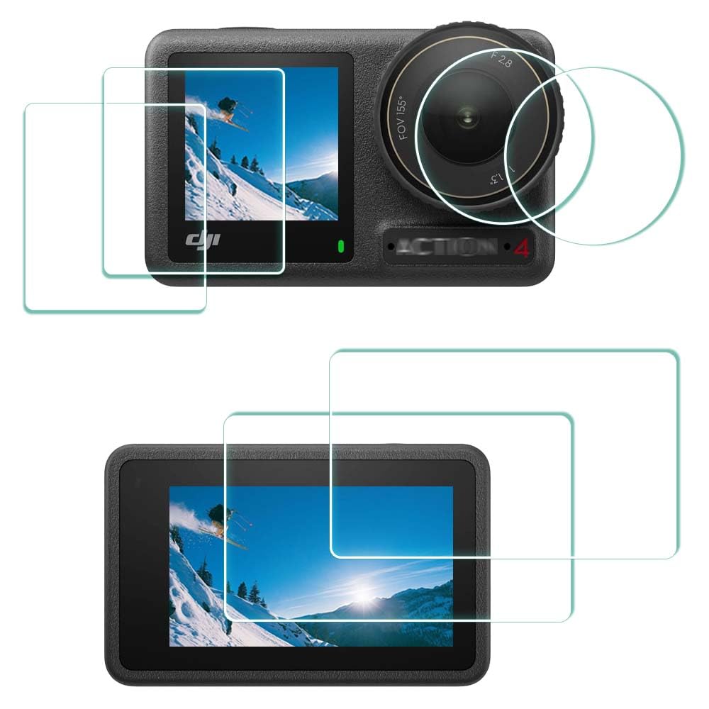 ULBTER Lens Screen Protector for DJI OSMO Action 4 Camera [2+2+2Pack], Tempered Glass Cover 9H Hardness Ultra-Clear Anti-Scrach Anti-Fingerprint Anti-Bubble