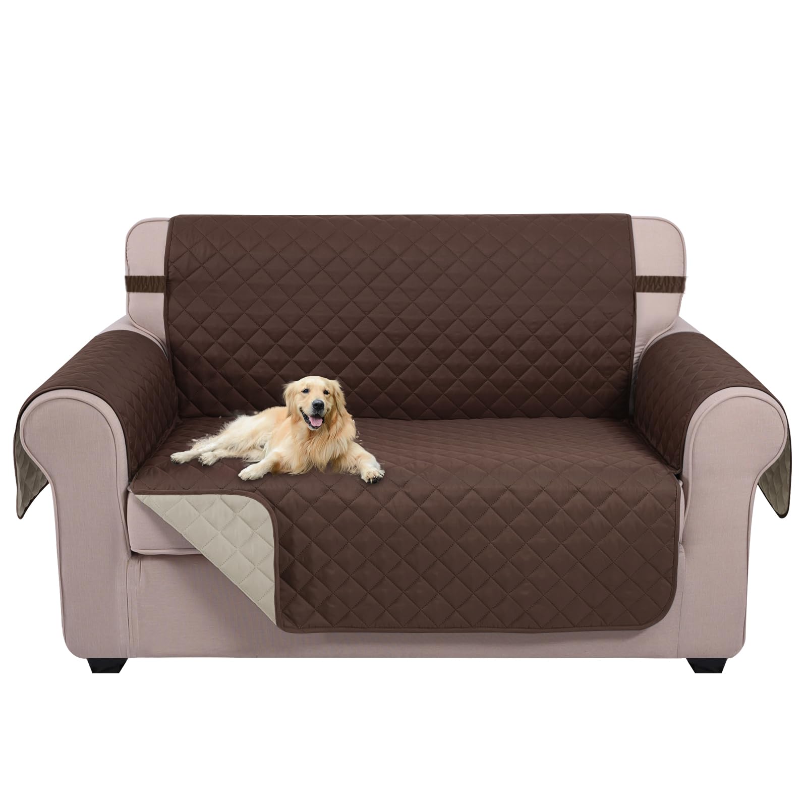 Photo 1 of U-NICE HOME Loveseat Sofa Cover Reversible Couch Covers for Dogs Friendly with Elastic Straps Water Resistant Furniture Protector for Couch Cover for 2 Cushion (Loveseat, Coffee/Beige)