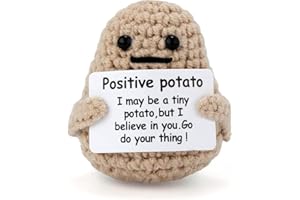 Hoedia Funny Positive Potato, Mini Knitted Positive Cute Potato with Positive Card, Creative Cute Wool Inspirational Potato Crochet Doll Funny Positive Gifts