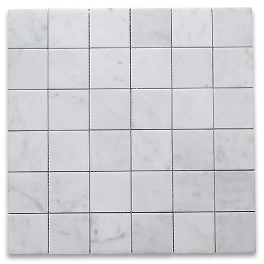Stone Center Online Carrara White Italian Carrera Marble Square Mosaic Tile 2x2 Honed Venato Bianco Backsplash Floor Tile
