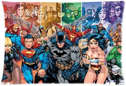 Accurate Store fictional superhero team Justice League Zippered Pillow case Covers Standard Size 20"x30" (two side)