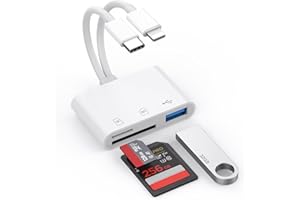 SD Card Reader for iPhone/iPad, Card Reader for iPhone with MicroSD/SD Dual Slot and USB Port, Digital Camera Adapter for iPh