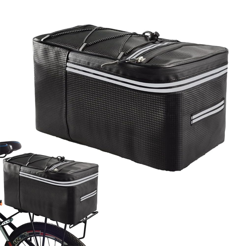TTBDDM Bicycle Pannier Rack Bag, 15L Waterproof Zip, Reflective Safety Strips, Easy Install, Compatible with Most Bicycle Frames