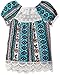 My Michelle Girls' Big Short Sleeve Peasant Blouse with Crochet Hem and Tie Front with Tassels