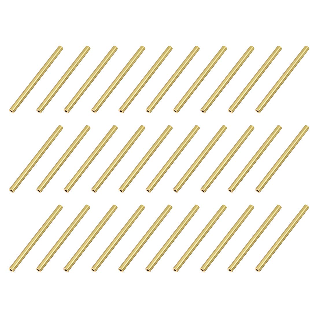 sourcing map Brass Round Tube, 2mm OD 0.5mm Wall Thickness 30mm Length Seamless Pipe Tubing for DIY Crafts 30 Pcs