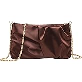 GORGLITTER Women's Evening Bag Wedding Party Prom Handbag Small Dressy Formal Purse Pleated Satin Clutch