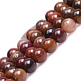 JOE FOREMAN 8mm Brown Mexico Aqua Nurerara Moss Agate Semi Precious Gemstone Round Loose Beads for Jewelry Making DIY Handmade Craft Supplies 15" 47-50 Pcs