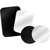 Tryone Metal Plate for Magnetic Car Mount 4 Pack Disc with 3M Adhesive Compatible with Phone Magnets/Cell Phone Automobile Magnet Cradles, No Logo or Hole, 2 Rectangle 2 Round, Black&amp;Silver