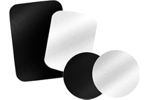 Tryone Metal Plate for Magnetic Car Mount 4 Pack Disc with 3M Adhesive Compatible with Phone Magnets/Cell Phone Automobile Magnet Cradles, No Logo or Hole, 2 Rectangle 2 Round, Black&Silver